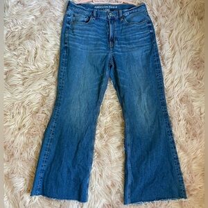 American Eagle Dark Wash Low-Rise Baggy Flare Jeans